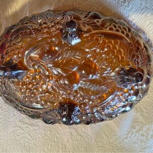 Elegant Amber Glass Decorative Bowl
